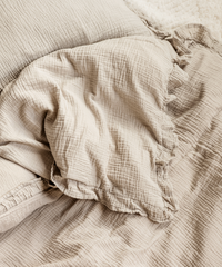 Gerüschte Musselin Einzelbettwäsche Beige | Haven