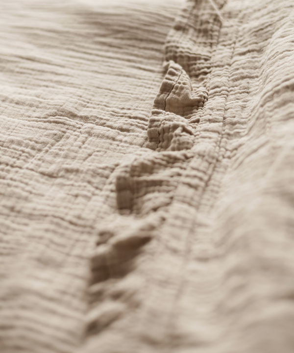 Gerüschte Musselin Einzelbettwäsche Beige | Haven