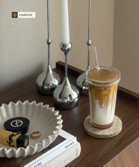 Geriffeltes Glas mit Glasdeckel & Glasstrohhalm | Paris