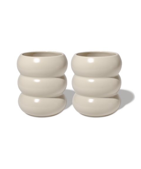 Wellenförmiger Keramik Becher Beige | Mya