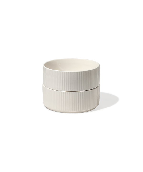 2er Set kleine Bowls cremeweiß gerillt | Nia