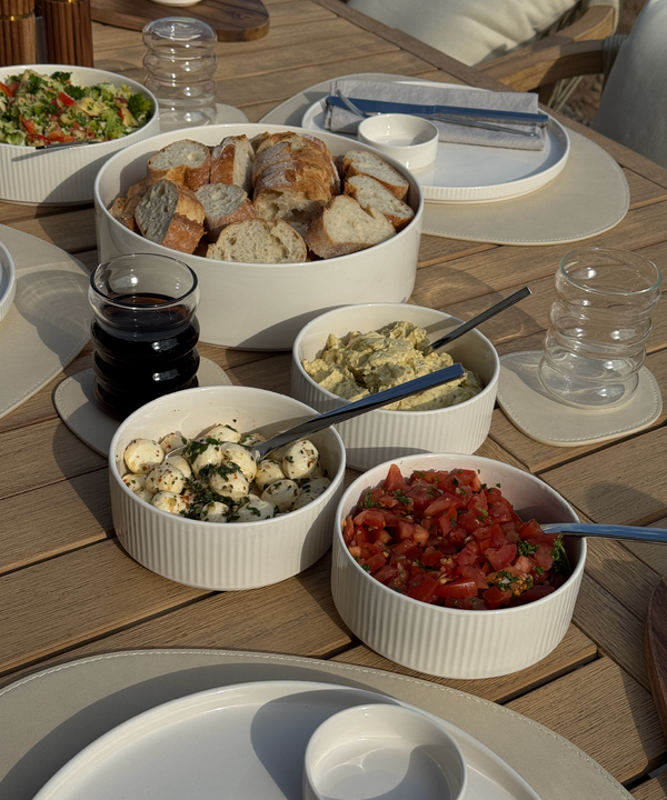 2er Set kleine Bowls cremeweiß gerillt | Nia
