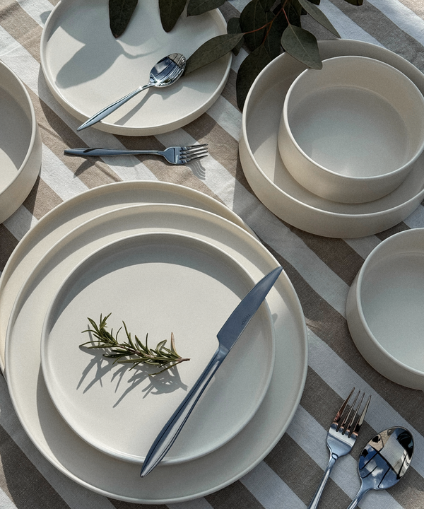 Geschirr Set mit Tassen cremeweiß-matt | Nia