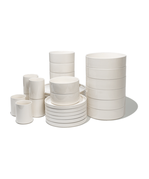 Geschirr Set mit Tassen in cremeweiß-glänzend – nia collection von 7 O'CLOCK
