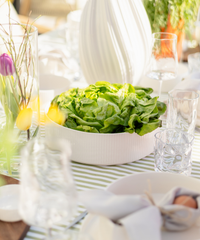 Große Bowl Ø27cm in Cremeweiß gerillt | Nia