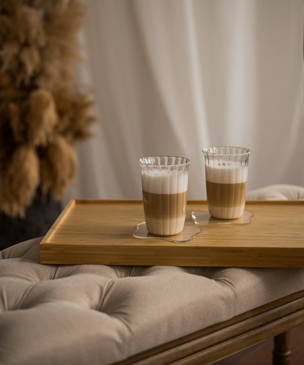 Trinkglas im Streifen-Design mit gerüschtem Rand aus der Serie Norway – Größenübersicht