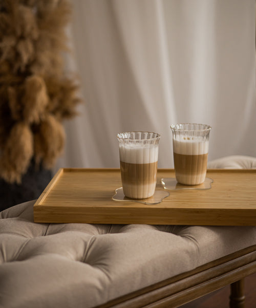 Trinkglas im Streifen-Design mit gerüschtem Rand aus der Serie Norway – Größenübersicht