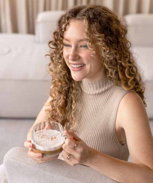 Glastasse im Streifen-Design aus der Serie Norway – Draufsicht auf die Tasse