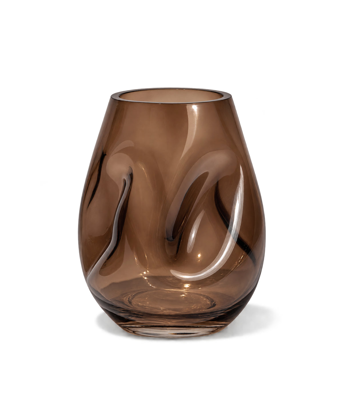Kleine Glasvase aus braunem Rauchglas mit organisch gewölbter Silhouette | Nuru