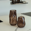 Glasvasen-Duo aus braunem Rauchglas | Nuru
