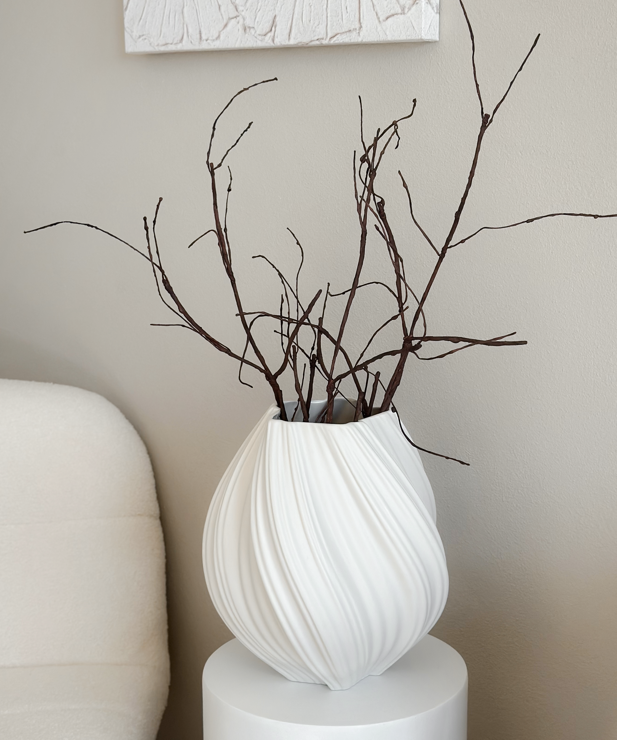 Set aus großer und kleiner Keramik Vase in Cremeweiß | Flora