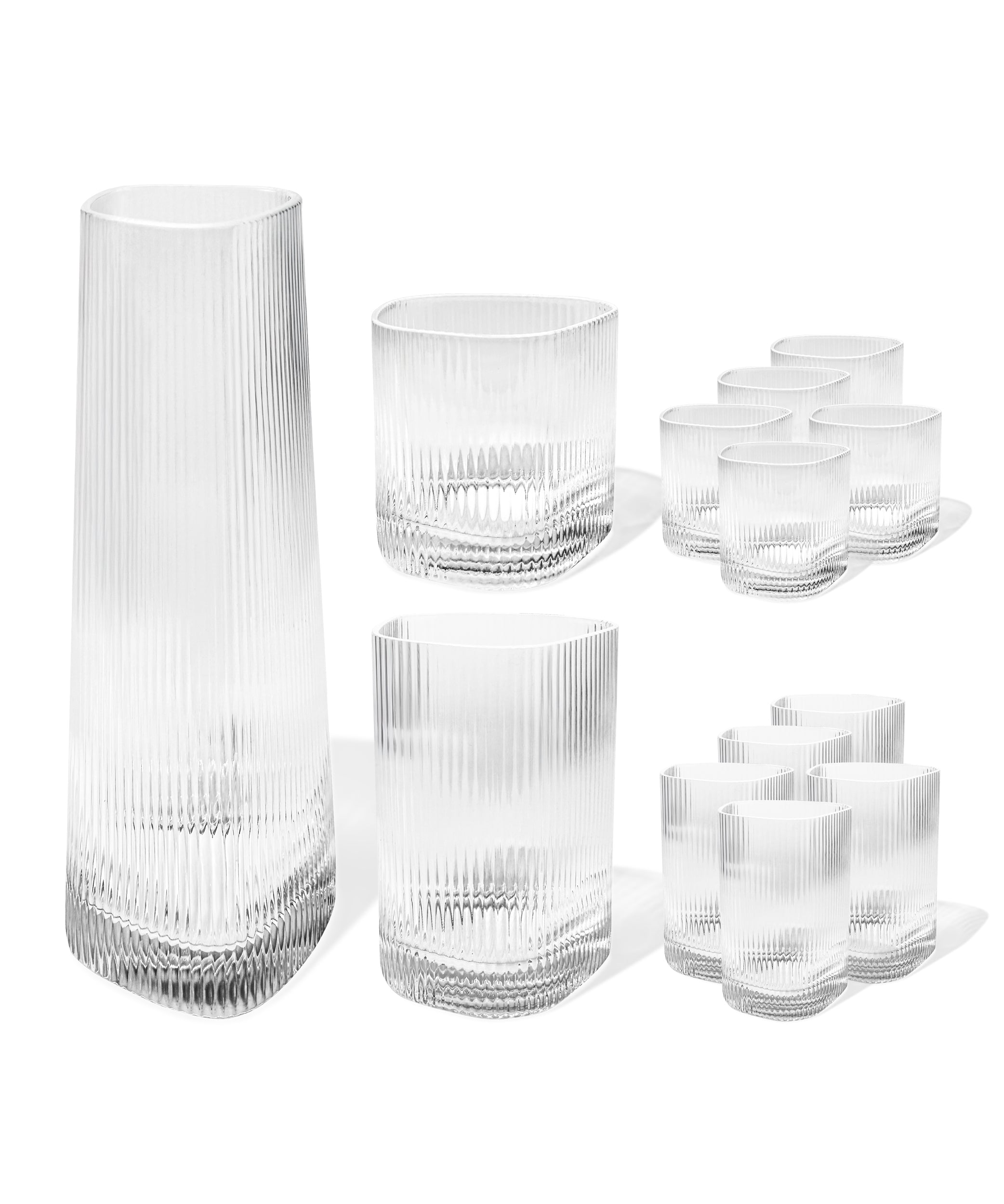 Karaffe & Gläser-Set im gerillten Design | Venice