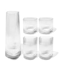 Karaffe & Gläser-Set im gerillten Design | Venice