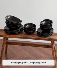 Handgefertigtes schwarzes Geschirr-Set | Aurea