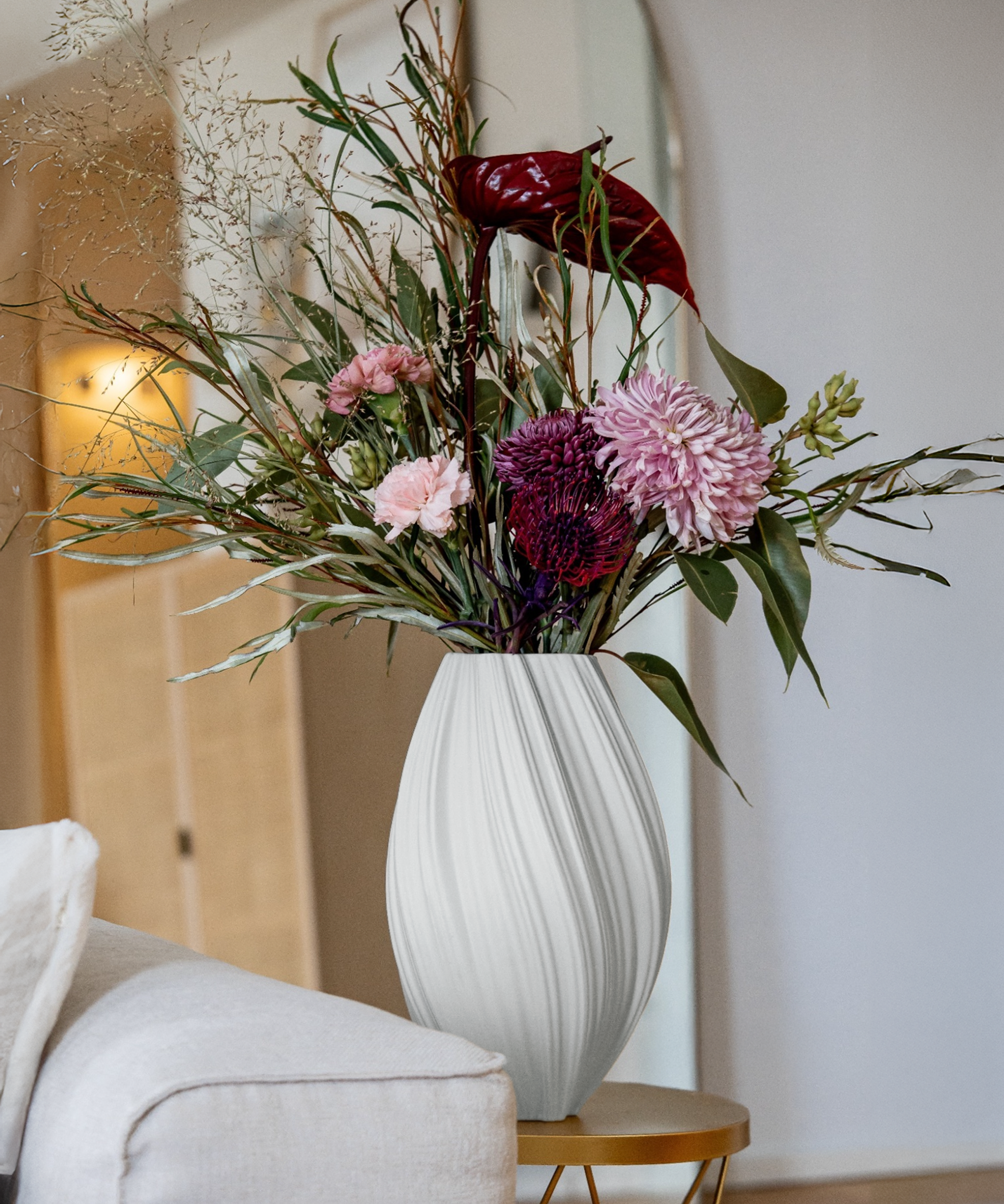 Längliche Keramik Vase Weiß | Flora