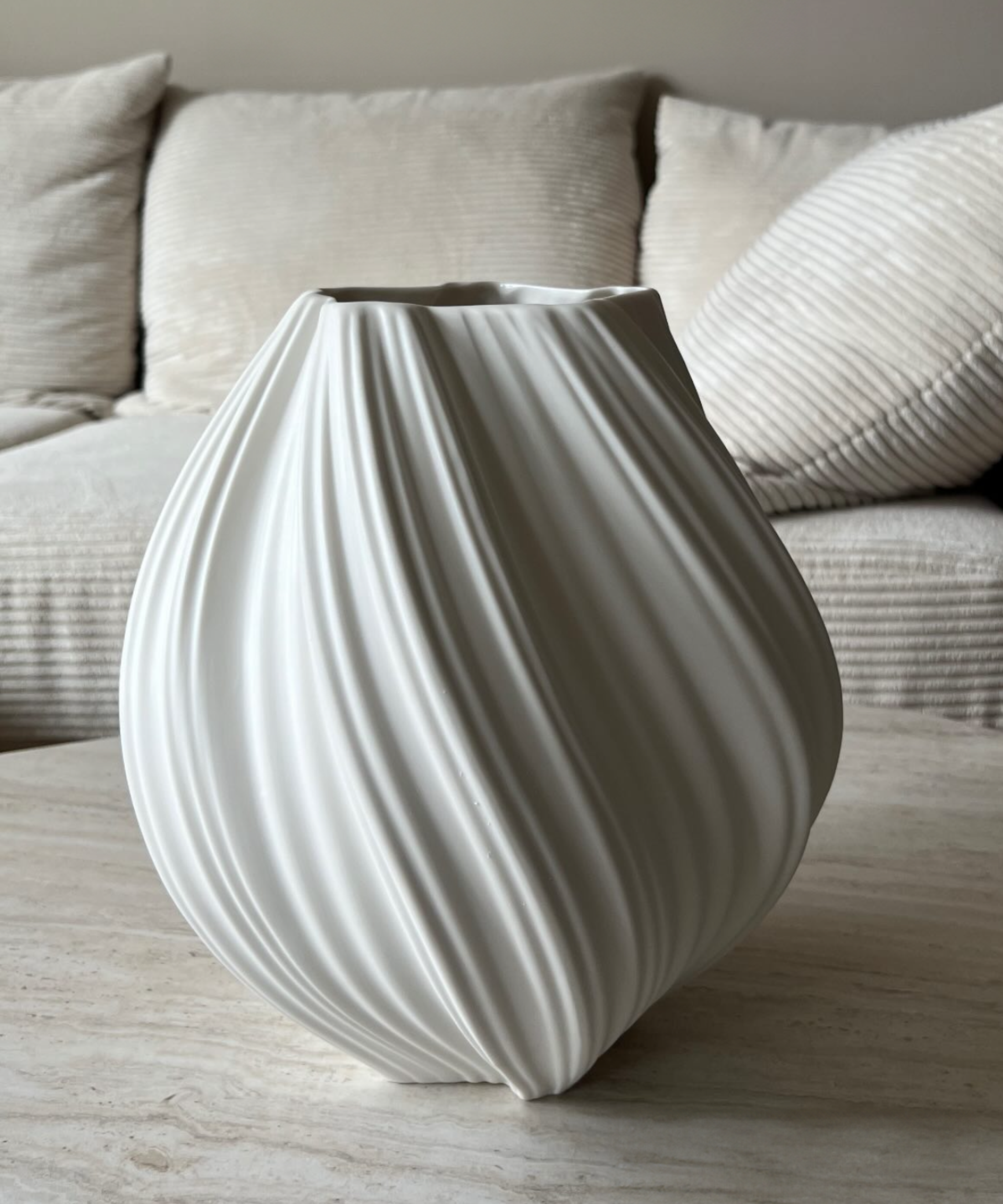 Set aus großer und kleiner Keramik Vase in Cremeweiß | Flora