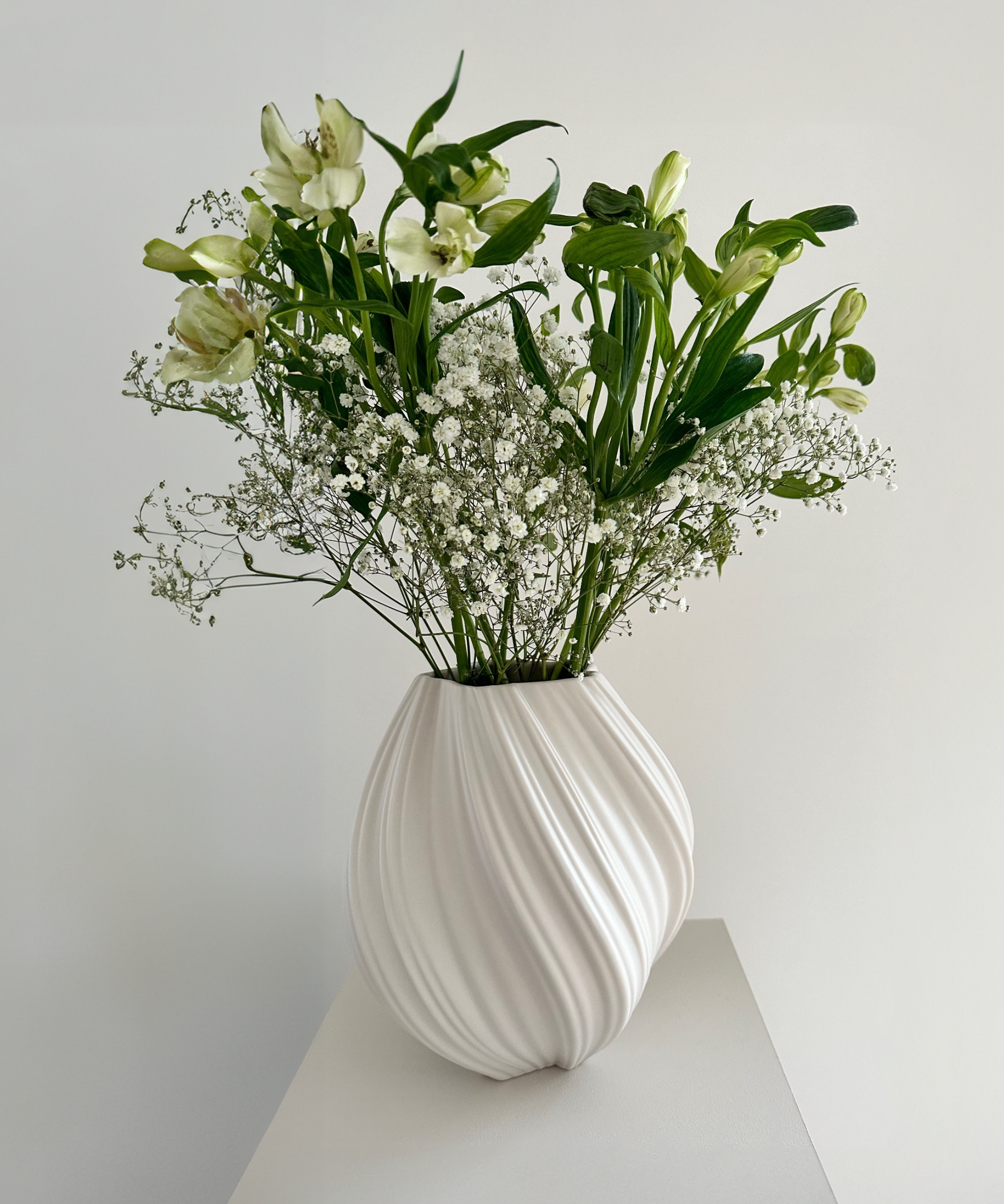 Set aus großer und kleiner Keramik Vase in Cremeweiß | Flora