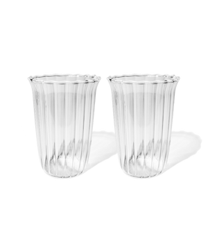 Trinkglas im Streifen-Design mit gerüschtem Rand – norway collection von 7 O'CLOCK