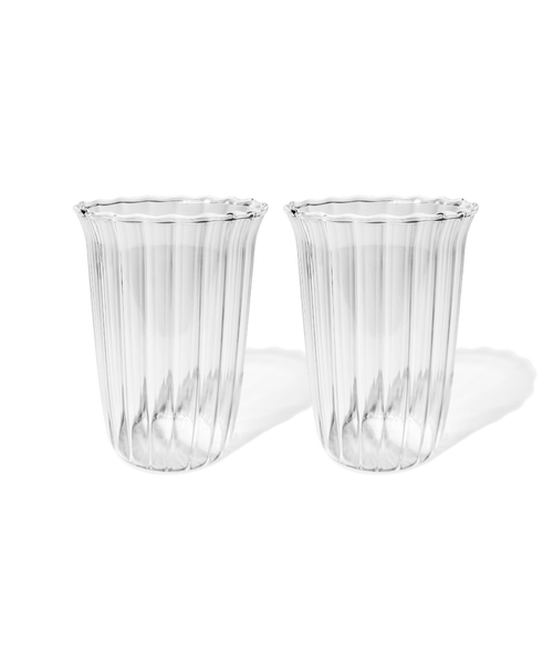 Trinkglas im Streifen-Design mit gerüschtem Rand – norway collection von 7 O'CLOCK