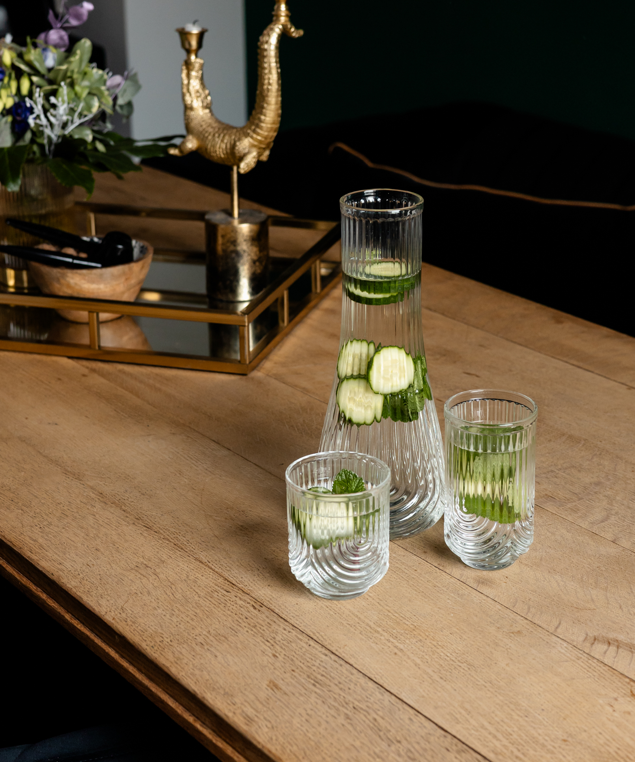 Kleines & großes Bogen-Design-Glas mit Karaffe | Rom