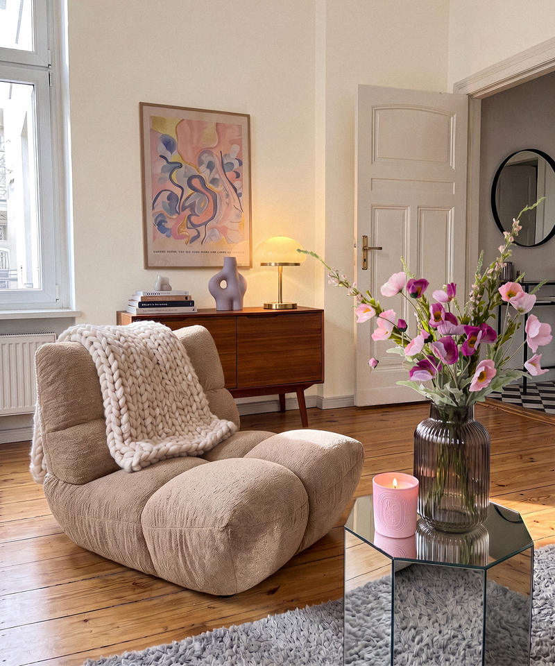 Kunstblumen-Bouquet Rosy Wild 9er in Rosa und Pink aus der Serie Bloom – Nahaufnahme der Oberfläche