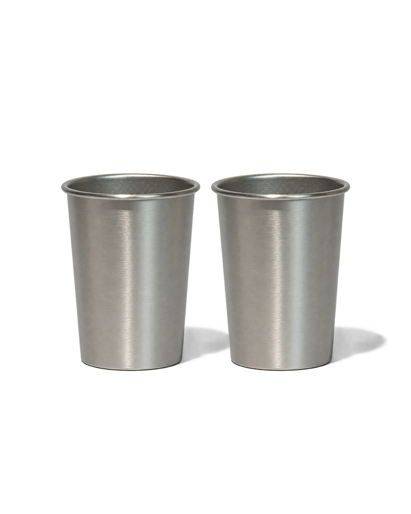 Kleiner Edelstahlbecher mit matt gebürsteter Oberfläche im 2er Set | Steel