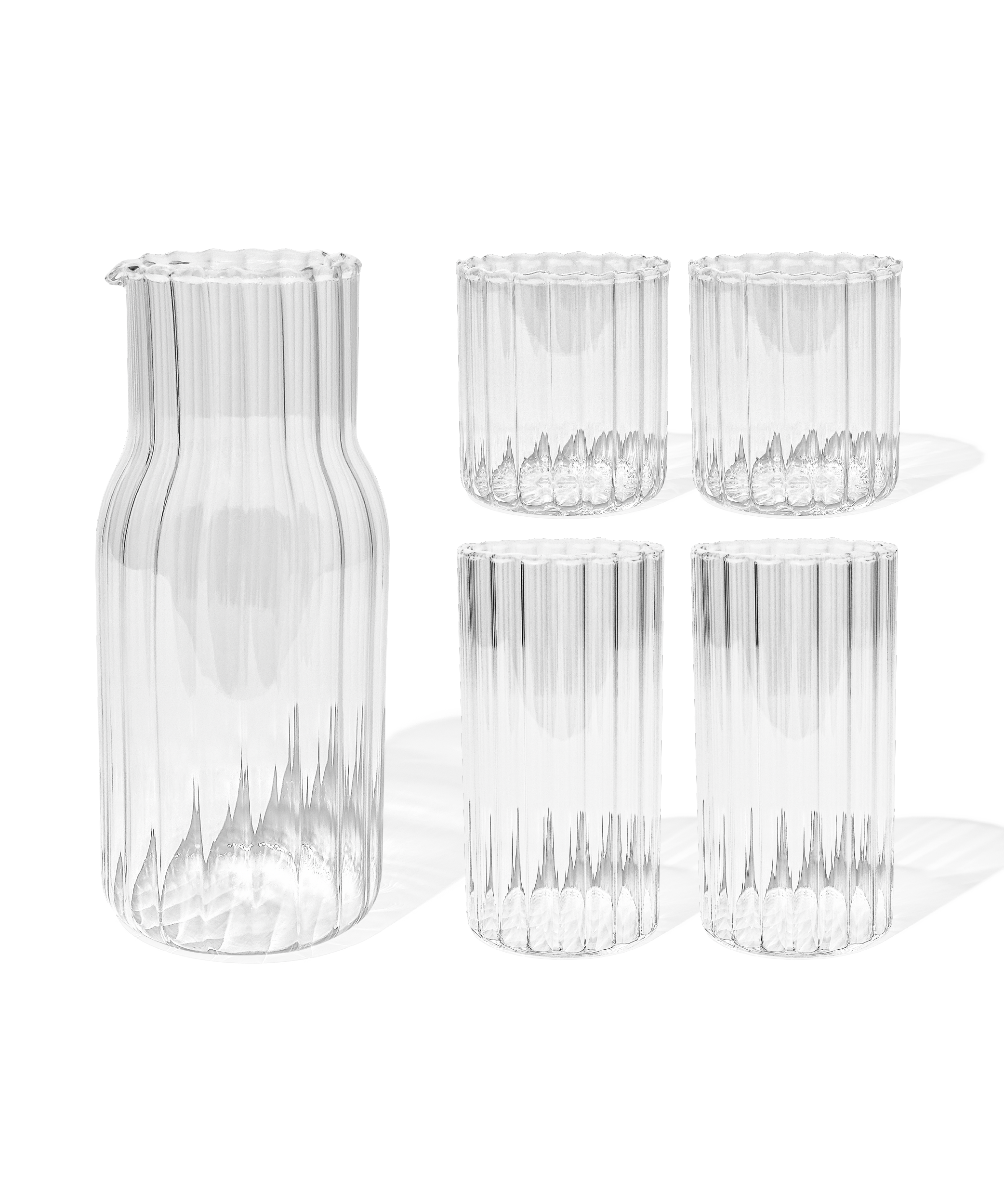 Wasser Karaffe & Gläser-Set im Streifen-Design (200ml, 400ml, 1300ml) | Norway