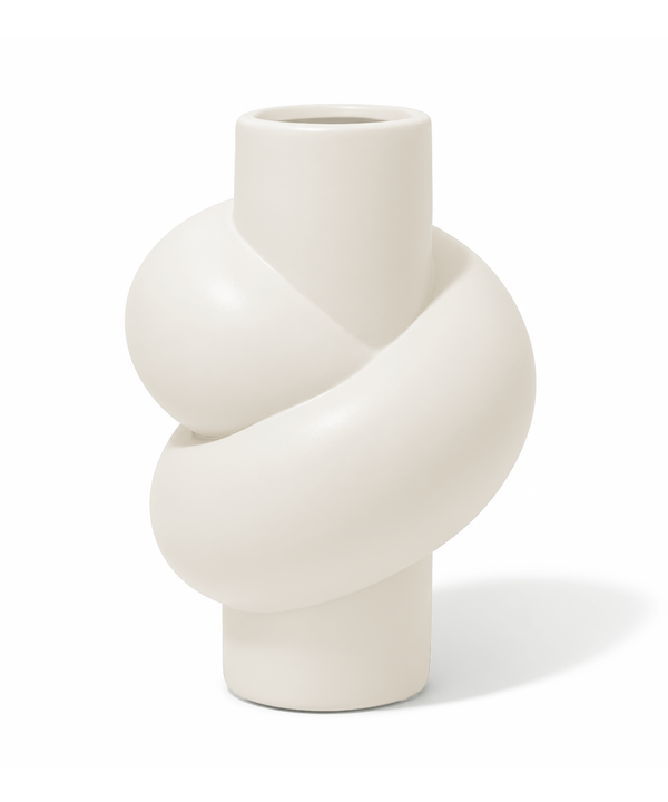 Beige Keramik Vase in gedrehter Form | Tilda