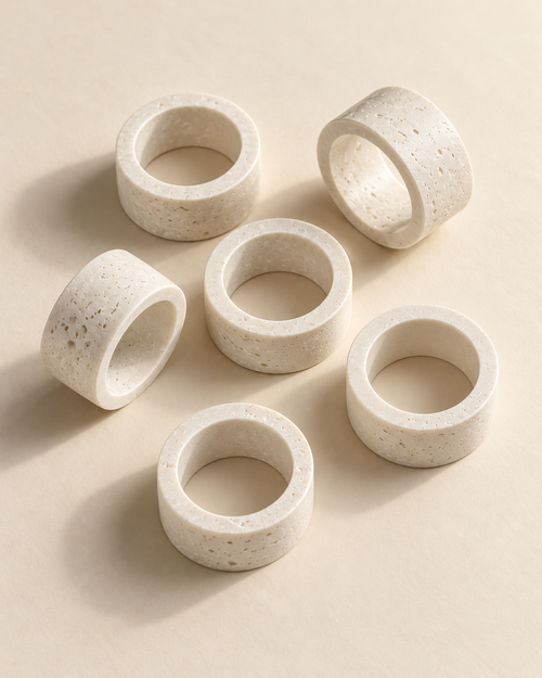 Serviettenringe in Travertin-Steinoptik 6er Set | Tiva
