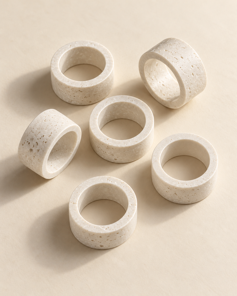 Serviettenringe in Travertin-Steinoptik 6er Set | Tiva