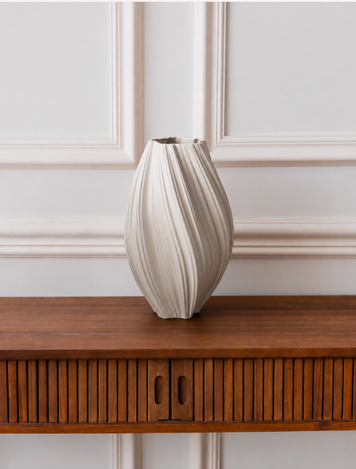 Längliche Keramik Vase Weiß | Flora
