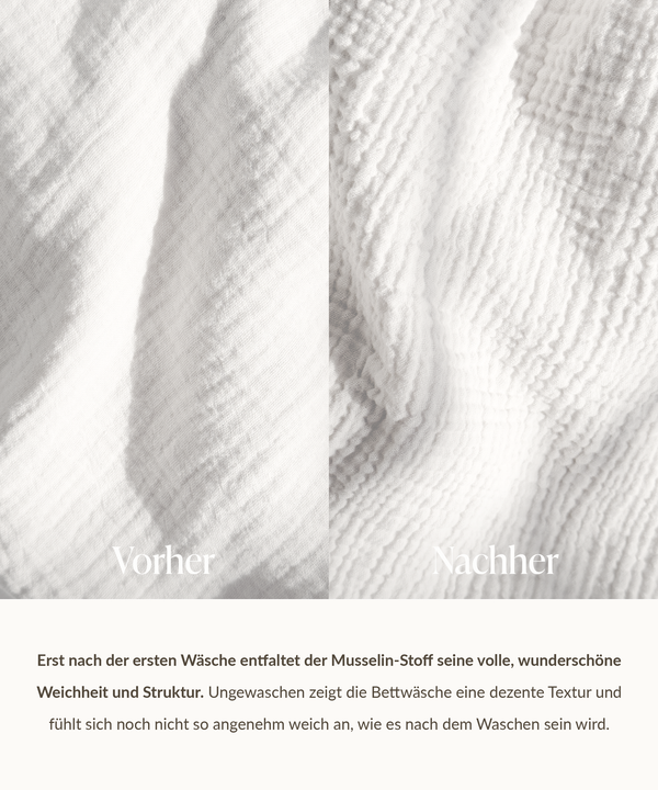 Weiße Musselin Doppelbettwäsche | Haven