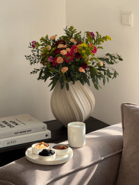 Set aus großer und kleiner Keramik Vase in Beige | Flora