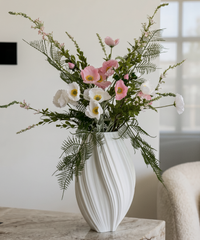 Poppy Field 8er Bouquet in Weiß, Rosa & Grün | Bloom
